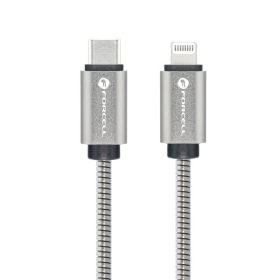   FORCELL F-ENERGY C238 USB-C-Lightning adatkábel, PD, 3A, 27W, 1m, ezüst