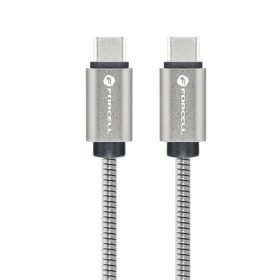   FORCELL F-ENERGY C238 USB-C-USB-C adatkábel, PD, 5A, QC4.0, 100W, 1m, ezüst