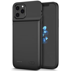   Apple iPhone 12 / 12 Pro, Szilikon tok, műanyag hátlap + Akkumulátor, 4800 mAh, LED-es, Tech-Protect PowerCase, fekete