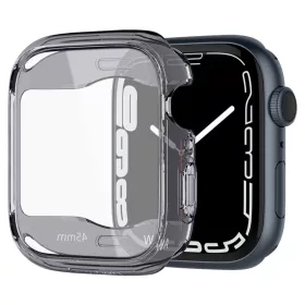   Apple Watch 7-9 (45 mm), Szilikon védőkeret, ütésálló, szíj nélkül, Spigen Ultra Hybrid, átlátszó/szürke