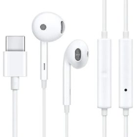   Vezetékes sztereó fülhallgató, USB Type-C, mikrofon, funkció gomb, Oppo MH147, fehér, gyári