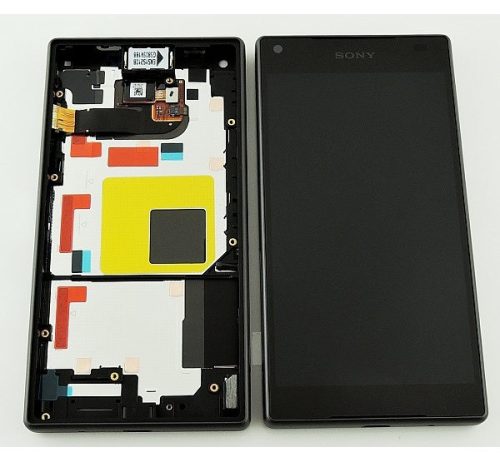Sony Xperia Z5 Compact kompatibilis LCD modul kerettel, OEM jellegű, fekete, Grade S+