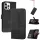 Realme 6i, Oldalra nyíló tok, stand, kártyatartóval, kézpánttal, Wooze Illusion, fekete