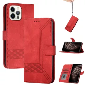   Huawei Honor 60 Pro, Oldalra nyíló tok, stand, kártyatartóval, kézpánttal, Wooze Illusion, piros