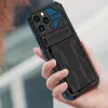 Apple iPhone 14 Pro Max, Műanyag hátlap védőtok szilikon belső, közepesen ütésálló, kitámasztóval, kártyatartóval, Wooze Transformer, fekete/zöld