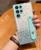 Xiaomi Redmi 9, Szilikon tok, közepesen ütésálló, kézpánttal, színátmenetes, csillogó minta, Wooze Strap Star, mintás/menta