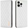 Oppo Find X5, Oldalra nyíló tok, stand, kártyatartóval, 3D rombusz minta, Wooze Pillow, fehér