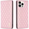 Samsung Galaxy S22 Plus 5G SM-S906, Oldalra nyíló tok, stand, kártyatartóval, 3D rombusz minta, Wooze Pillow, rózsaszín