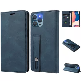   Huawei Honor 50 Lite / Nova 8i, Oldalra nyíló tok, stand, kártyatartóval, kézpánttal, Wooze Business Plus, kék