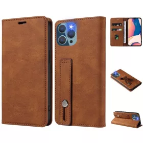   Xiaomi 13 Lite / Civi 2, Oldalra nyíló tok, stand, kártyatartóval, kézpánttal, Wooze Business Plus, barna
