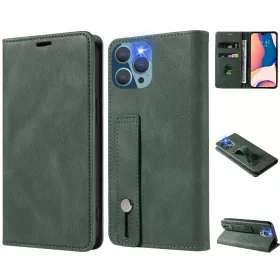   Xiaomi 13 Lite / Civi 2, Oldalra nyíló tok, stand, kártyatartóval, kézpánttal, Wooze Business Plus, sötétzöld