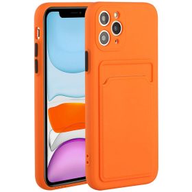   Samsung Galaxy A24 4G SM-A245F, Szilikon tok, kártyatartóval, Wooze Card Slot, narancssárga