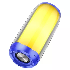   Bluetooth hordozható hangszóró, 10W, v5.0, Beépített FM rádió, TF kártyaolvasó, USB aljzat, 3.5mm, Kihangosított hívás támogatás, LED-es hangulatvilágítás, Hoco HC8 Pulsating, kék