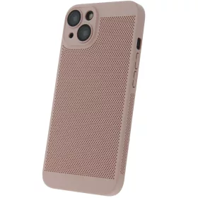   Apple iPhone 15, Műanyag hátlap védőtok, légáteresztő, lyukacsos minta, Breezy, rózsaszín