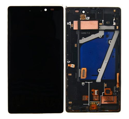 Nokia Lumia 930 kompatibilis LCD modul kerettel, OEM jellegű, fekete, Grade S+