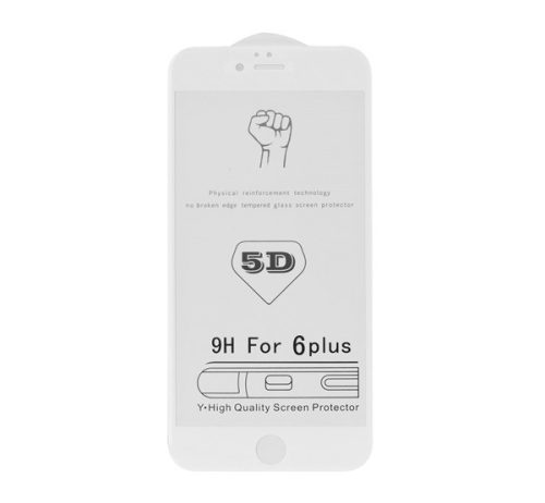 Apple iPhone 7 Plus/8 Plus, 5D Full Glue hajlított tempered glass kijelzővédő üvegfólia, fehér