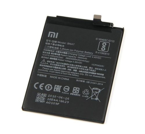 Xiaomi  BN47 (Mi A2 Lite) kompatibilis akkumulátor 3900mAh, OEM jellegű, Grade S