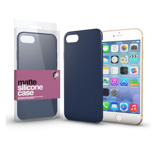 Xprotector Matte, ultra vékony matt szilikon hátlap tok, Apple iPhone SE (2020)/7/8, sötét kék