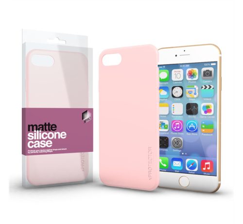 Xprotector Matte, ultra vékony matt szilikon hátlap tok, Apple iPhone SE (2020)/7/8, púder pink