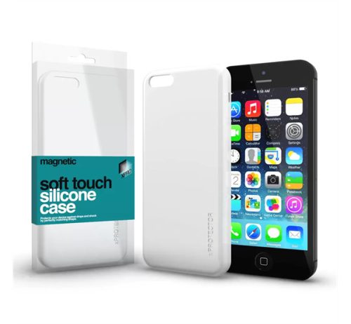 Xprotector Magnetic Soft Touch, szilikon hátlap tok (fémlappal), Apple iPhone 5/5S/SE,  fehér