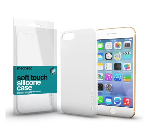Xprotector Magnetic Soft Touch, szilikon hátlap tok (fémlappal), Apple iPhone 7 Plus / 8 Plus készülékhez, fehér