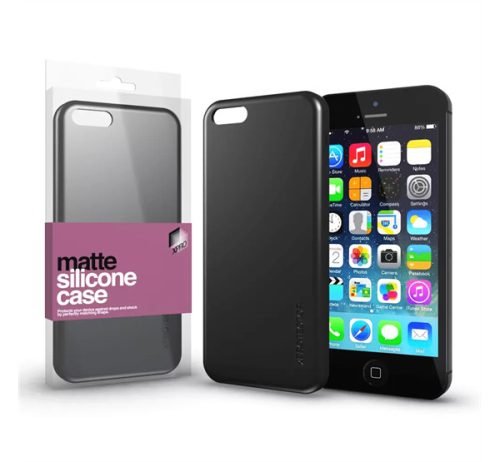 Xprotector Matte, ultra vékony matt szilikon hátlap tok, Apple iPhone 5/5S/SE, fekete