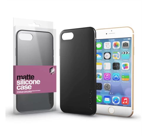 Xprotector Matte, ultra vékony matt szilikon hátlap tok, Apple iPhone 7 Plus / 8 Plus, fekete