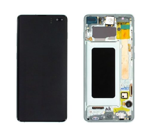 Samsung G975 Galaxy S10+ kompatibilis LCD modul kerettel, OEM jellegű, prizma zöld
