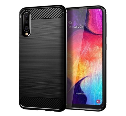 Forcell Carbon hátlap tok, Samsung A505 Galaxy A50, fekete