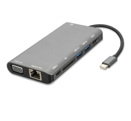 4smarts 8in1 Hub Type-C - Ethernet, HDMI, 3x USB 3.0 és kártyaolvasó, asztroszürke