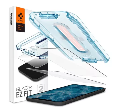 Spigen Glas.tR SLIM EZ Fit Apple iPhone 12 / 12 Pro tempered kijelzővédő fólia felhelyező kerettel (2db)