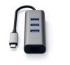 Satechi Aluminum Type-C 2-in-1 Hub, 3x USB 3.0, Gigabit Ethernet, szürke