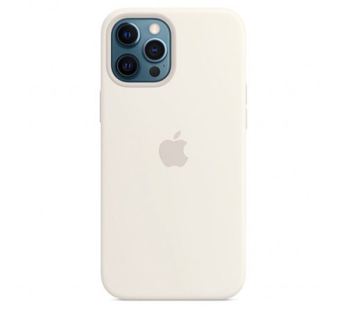 Apple iPhone 12 Pro Max MagSafe-rögzítésű szilikon tok, fehér