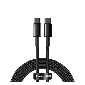   Baseus Tungsten Gold USB-C / USB-C gyorstöltő töltő- és adatkábel, 2m, fekete