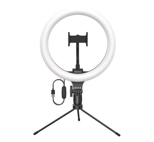Baseus Live Stream 10" fehér LED fény és Selfie-tripod, fekete