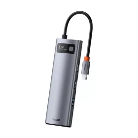   Baseus Metal Gleam USB-C Hub, 8-in-1 USB-C, 3XUSB, kártyaolvasó, HDMI, Gigabit Ethernet