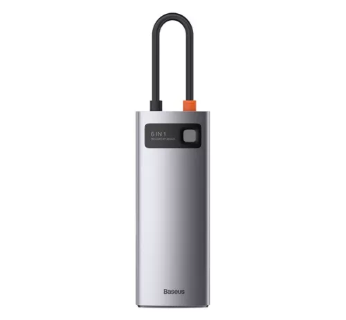 Baseus Metal Gleam USB-C Hub, 6-in-1 USB-C, 3XUSB, kártyaolvasó, HDMI