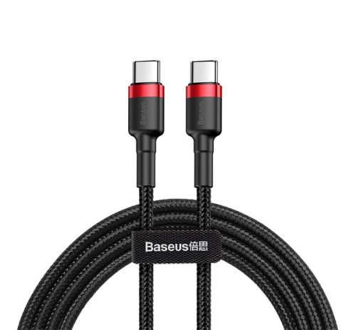 Baseus Cafule USB-C / USB-C gyorstöltő töltő- és adatkábel, 2m, piros/fekete