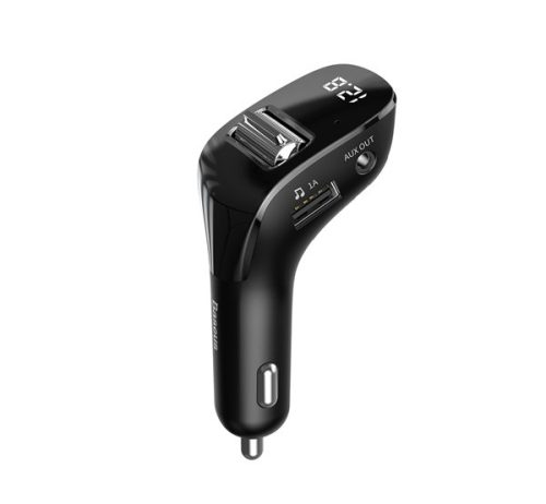 Baseus Streamer F40 autós gyorstöltő és Bluetooth MP3/FM transzmitter, USB, 15W, fekete