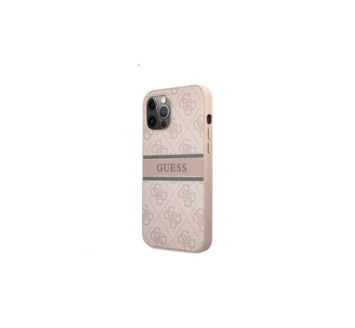 Guess PU 4G Printed Stripe Apple iPhone 12 Pro Max hátlap tok, rózsaszín