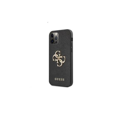 Guess PU Saffiano Big 4G Metal Logo Apple iPhone 12 Pro Max hátlap tok, fekete