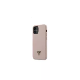   Guess Silicone Metal Triangle Apple iPhone 12 mini hátlap tok, világos rózsaszín