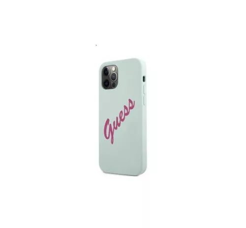 Guess Silicone Vintage Fuschia Script Apple iPhone 12/12 Pro hátlap tok, kék