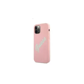   Guess Silicone Vintage Green Script Apple iPhone 12/12 Pro hátlap tok, rózsaszín