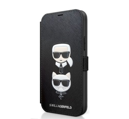 Karl Lagerfeld Saffiano K&C Heads flip tok Apple iPhone 12 mini, fekete