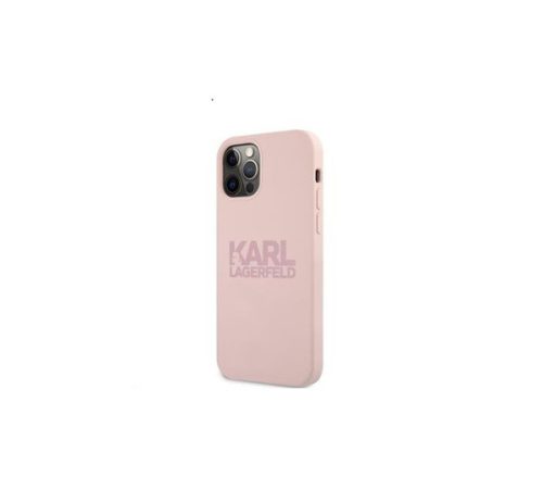 Karl Lagerfeld Stack Pink Logo szilikon tok Apple iPhone 12 Pro Max, rózsaszín