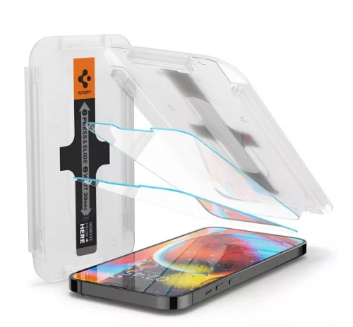 Spigen Glas.tR SLIM EZ Fit Apple iPhone 14 Plus / 13 Pro Max tempered kijelzővédő fólia felhelyező kerettel (2db)