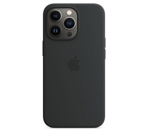 Apple iPhone 13 Pro MagSafe-rögzítésű szilikon tok, éjfekete
