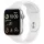 Bemutató készülék, Apple Watch SE (v2) okosóra, 44mm, Ezüst alumínium, fehér szíj