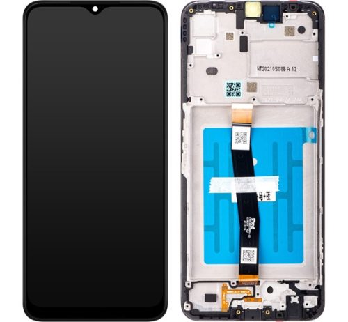 Samsung Galaxy A22 5G kompatibilis LCD modul kerettel, OEM jellegű, fekete
